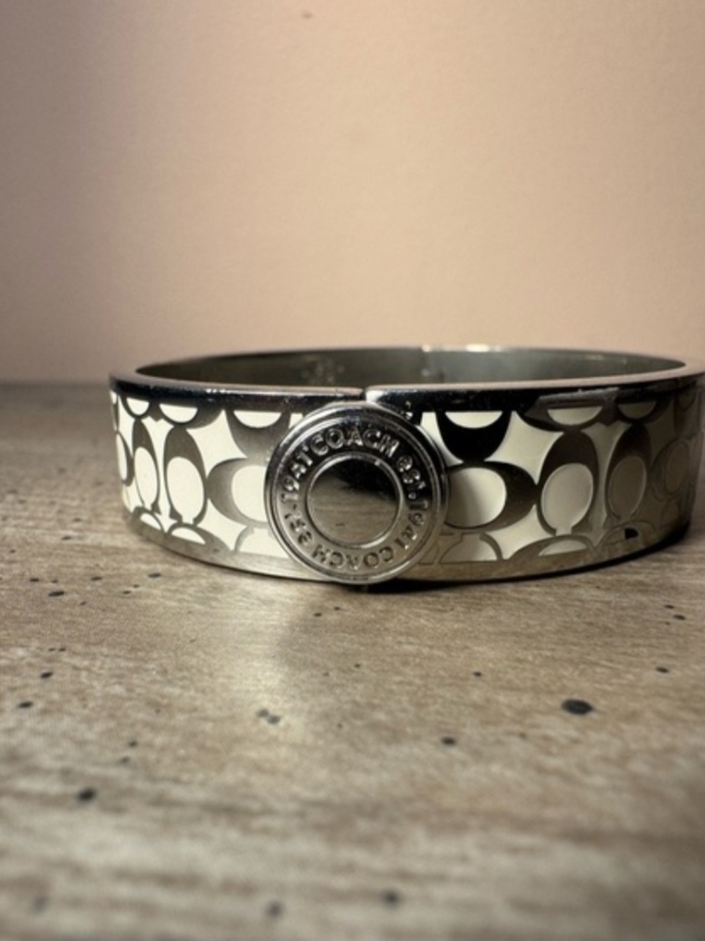 Coach Silver Signature Paved C Cuff Bracelet - Picture 5 of 9